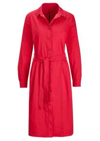 Sommerkleid GOLDNER "Kurzgr&ouml;&szlig;e Hemdblusenkleid mit Bindeg&uuml;rtel", Damen, Gr. 24, K-Gr, rot, Obermaterial: 80% Baumwolle CO. 18% Polyamid PA. 2% Elasthan EL., figurumspielend, Manschette, Kleider Sommerkleid, Bindeg&uuml;rtel