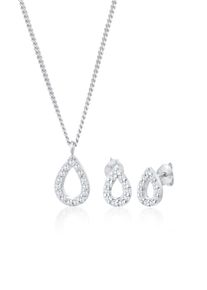 Ohrring und Ketten Set Elli "Schmuckset Tropfen Zirkonia Elegant 925 Silber" Gr. 45, silber, Schmuck_Sets, Damen, Blacklist, Silber 925 (Sterlingsilber), Ohrring und Ketten Set