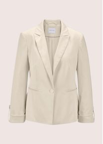 Madeleine Mode Jackenblazer MADELEINE "Kurzblazer Eleganter Einreiher mit Reverskragen", Damen, Gr. 48, wei&szlig; (perlwei&szlig;), Obermaterial: 60% Polyester PES. 38% Baumwolle CO. 2% Elasthan EL., Modern, tailliert, Blazer Jackenblazer, Eingearbeitete Leistentaschen