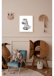 L&uuml;ttenh&uuml;tt Bild mit Rahmen L&Uuml;TTENH&Uuml;TT "oder Poster, Zebra", bunt (farbe rahmen: beige, farbe bild(er): bunt), B:50cm H:70cm T:0,7cm, Holz, Plexiglas, Bilder, Bild mit Rahmen, HD Premium Druck