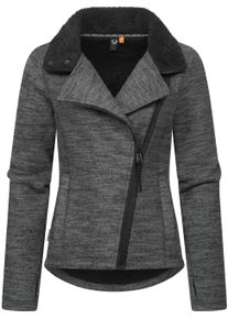 Strickfleecejacke Ragwear "Strickfleecejacke Saskie Melange", Damen, Gr. XL, grau (dunkelgrau), Obermaterial: 56% Polyester PES. 44% Baumwolle CO. Obermaterial: Futter: 100% Polyester PES., Jacken Strickfleecejacke