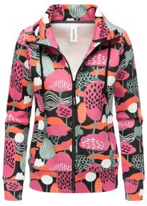 Sweatjacke Ragwear "Sweatjacke Ronette Print", Damen, Gr. 3XL, schwarz, Obermaterial: 70% Baumwolle CO. 30% Polyester PES., Sweatjacken Sweatjacke