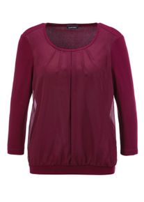 Kurzarmbluse GOLDNER "Kurzgr&ouml;&szlig;e Chiffon-Shirt mit 3/4-Arm, Rundhals", Damen, Gr. 23, rot (bordeaux), Obermaterial: 95% Viskose CV. 5% Elasthan EL., Casual, Gerade, Blusen Kurzarmbluse, keine/nicht relevant