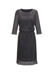 Etuikleid GOLDNER "Figurschmeichelndes Kleid mit festlichem Glanz", Damen, Gr. 54, N-Gr, silber (silber, titan, schwarz, gemustert), Obermaterial: 50% metallisierte Fasern MTF. 50% Polyester PES., festlich, Rollkante, Kleider Etuikleid, Blickdicht gef&uuml;ttert; &Auml;rmel semitransparent