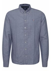 Langarmhemd FQ1924 "Langarmhemd FQErlendur", Herren, Gr. XL, N-Gr, blau (navy blazer), Obermaterial: 57% Leinen LI. 43% Baumwolle CO., Hemden Langarmhemd