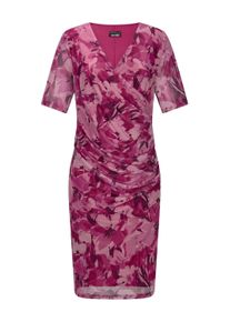 Abendkleid GOLDNER "Wickelkleid mit Blumenmuster", Damen, Gr. 40, N-Gr, rosa (ros&eacute;, gemustert), Obermaterial: 90% Polyester PES. 10% Elasthan EL., Kleider Abendkleid, Wickeloptik am Oberteil