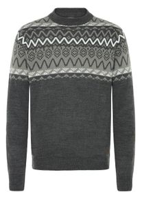 !Solid Strickfleece-Pullover SOLID "Strickpullover SDELLIS", Herren, Gr. XXL, grau (dunkelgrau melange), Obermaterial: 100% Polyacryl PAN., Pullover Strickfleece-Pullover