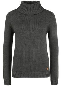 Rollkragenpullover oxmo "Rollkragenpullover OXPia", Damen, Gr. M, grau (dar grau m), Grobstrick, Obermaterial: 50% Baumwolle CO. 50% Polyacryl PAN., unifarben, Basic, ohne Ausschnitt, Pullover Rollkragenpullover