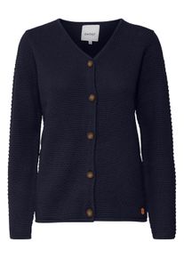Cardigan oxmo "Cardigan OXHelga", Damen, Gr. XS, blau (total eclipse), Obermaterial: 100% Baumwolle CO., Strickjacken Cardigan
