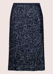 Madeleine Mode Sommerrock MADELEINE "Paillettenrock Schlanker Pencil-Skirt mit Wendepailletten", Damen, Gr. 34, blau (marine), Obermaterial: 97% Polyester PES. 3% Elasthan EL., Modern, normal, R&ouml;cke Sommerrock