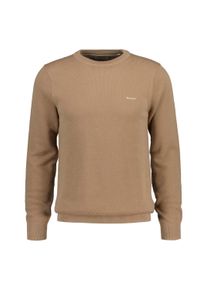 Sweater Gant "Strickpullover COTTON PIQUE C-NECK", Herren, Gr. XL, beige (beige (schwarz khaki)), Obermaterial: 100% Baumwolle CO., Sweatshirts Sweater