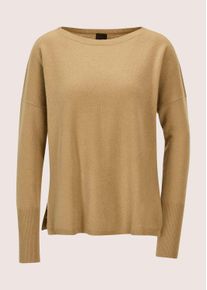 Madeleine Mode Longpullover MADELEINE "Kaschmirpullover Schlichter Strickpullover mit U-Boot-Ausschnitt", Damen, Gr. 36/38, braun (caramel), Obermaterial: 100% Kaschmir WS., Modern, Pullover Longpullover, Good-Cashmere-Qualit&auml;t