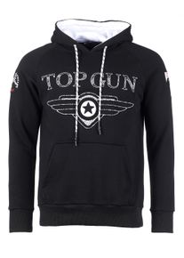 Kapuzensweatshirt Top Gun "Hoodie Defend TG20193010", Herren, Gr. M, schwarz, Obermaterial: 65% Baumwolle CO. 35% Polyester COOLMAX PES(Coolmax)., Pullover Kapuzensweatshirt