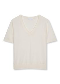 Strickpullover Seidensticker, Damen, Gr. XL, sanftes wei&szlig;, 90% Wolle, 10% Seide, unifarben, regular fit, V-Ausschnitt, Pullover Strickpullover, Sweater Uni