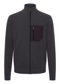 Strickjacke INDICODE "Strickjacke IDMedan", Herren, Gr. L, grau (dk grau), Obermaterial: 75% Baumwolle CO. 25% Polyamid PA., unifarben, h&uuml;ftlang, Strickjacken Strickjacke