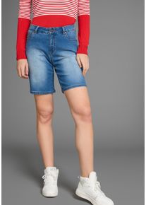 Jeansbermudas Kangaroos, Damen, Gr. 46, N-Gr, blau (blau used), Denim/Jeans, Obermaterial: 80% Baumwolle, 18% Polyester, 2% Elasthan, kurz, Jeans Jeansbermudas, High Waist