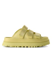 UGG Australia Pantolette UGG "GOLDENGLOW SLIDE", Damen, Gr. 12 (43), gelb (hellgelb), Synthetik, Textil, unifarben, Schuhe Pantolette, Plateauschuh, Sandale, Flats mit Fu&szlig;bett