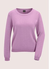 Madeleine Mode Longpullover MADELEINE "Strickpullover Schlichter Baumwollpullover mit Rundhals", Damen, Gr. 48, rosa (wildrose), Obermaterial: 100% Baumwolle CO., Modern, Pullover Longpullover, Hautsympathische Baumwolle