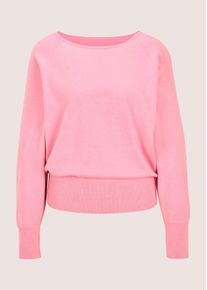 Madeleine Mode Longpullover MADELEINE "Pullover Basic Strickpullover mit Fledermaus&auml;rmeln", Damen, Gr. 40/42, rosa (himbeersorbet, melange), Obermaterial: 46% Modal CMD. 40% Polyacryl PAN. 14% Polyamid PA., Modern, figurumspielend, Pullover Longpullover