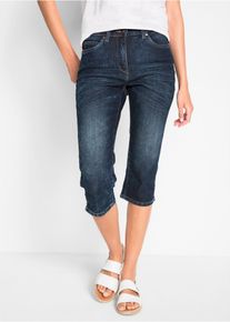 Caprijeans bonprix, Damen, Gr. 56, N-Gr, nachtblau denim, Denim/Jeans, Obermaterial: 82% Baumwolle, 17% Polyester, 1% Elasthan, regular fit, Jeans Caprijeans, figurformende Passform, Regular Fit, mit Komfort-Stretch