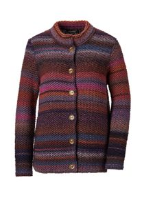 Strickjacke GOLDNER "Kurzgr&ouml;&szlig;e Multicolor Woll-Jacke mit Stehkragen", Damen, Gr. 20, blau (marine, rot, gemustert), Obermaterial: 53% Schurwolle WV. 47% Polyacryl PAN., Sonstiges, Strickjacken Strickjacke, Multicolor-Ringeloptik