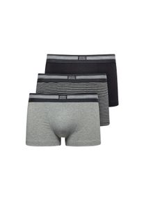 Boxershorts Jockey "Boxershort Cotton Stretch Short Trunk 3P 3er Pack", Herren, Gr. M, bunt (schwarz, grau), Obermaterial: 95% Baumwolle CO. 5% Elasthan EL., Unterhosen Boxershorts