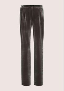 Madeleine Mode Stoffhose MADELEINE "Samthose Weite Stoffhose aus Samt, Mid Waist", Damen, Gr. 19, N + K Gr, grau (bleigrau), Obermaterial: 95% Polyester PES. 5% Elasthan EL., Hosen Stoffhose