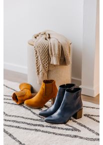 Stiefelette Heine, Damen, Gr. 36, blau (marine, gr&uuml;n), Glattleder, Leder, Schuhe Stiefelette