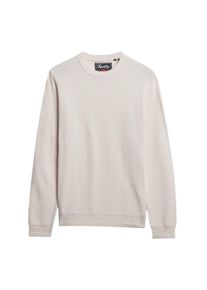 Sweatshirt Superdry "Strickpullover Cotton Texture Jumper", Herren, Gr. M, wei&szlig; (off, wei&szlig;), Obermaterial: 100% Baumwolle CO., Sweatshirts Sweatshirt