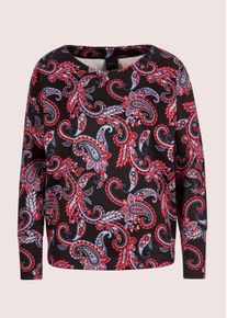 Madeleine Mode Langarmshirt MADELEINE "Sweatshirt Ethno-Sweatshirt mit Kimono-&Auml;rmeln", Damen, Gr. 38, schwarz (schwarz, rot, multicolor), Obermaterial: 50% Modal CMD. 44% Polyester PES. 6% Elasthan EL., Modern, Shirts Langarmshirt