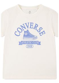 T-Shirt Converse "CNVG CHUCK TAYLOR T-SHIRT", M&auml;dchen, Gr. 122/128 (S), wei&szlig; (egret), Obermaterial: 60% Baumwolle, 40% Polyester, Rundhals, Shirts T-Shirt, f&uuml;r Kinder