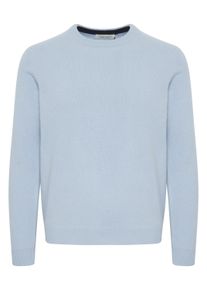 Strickfleece-Pullover Casual Friday "Strickpullover CFKarl", Herren, Gr. L, blau (placid blau), Obermaterial: 80% Wolle WO. 20% Polyamid PA., Pullover Strickfleece-Pullover