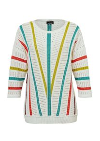 Rundhalspullover GOLDNER "Strickpullover mit U-Boot-Ausschnitt", Damen, Gr. 44, wei&szlig; (cremewei&szlig;, gemustert), Obermaterial: 50% Baumwolle CO. 50% Polyacryl PAN., figurumspielend, Rollkante, Pullover Rundhalspullover, keine/nicht relevant