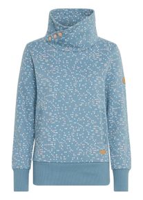 Longpullover oxmo "Sweater OXBEATANETTE", Damen, Gr. XL, blau (blaustone), Obermaterial: 55% Polyester PES. 45% Baumwolle CO., Pullover Longpullover