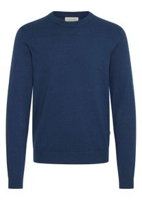 Strickfleece-Pullover Casual Friday "Strickpullover CFHALFDAN", Herren, Gr. L, blau (medieval blau melange), Obermaterial: 95% Baumwolle CO. 5% Kaschmir WS., Pullover Strickfleece-Pullover