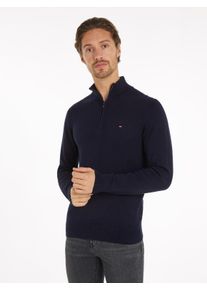 Troyer Tommy Hilfiger "PIMA ORG CTN CASHMERE ZIP MOCK", Herren, Gr. XXXL (58), blau (desert sky), Obermaterial: 95% Baumwolle, 5% Kaschmir, Rippstrickb&uuml;ndchen, Pullover Troyer