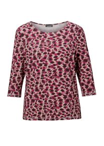 Print-Shirt GOLDNER "Jerseyshirt mit Rundhalsausschnitt", Damen, Gr. 40, lila (beere, gemustert), Obermaterial: 95% Viskose CV. 5% Elasthan EL., U-Boot-Ausschnitt, normales B&uuml;ndchen, Shirts Print-Shirt, Glanzgarn