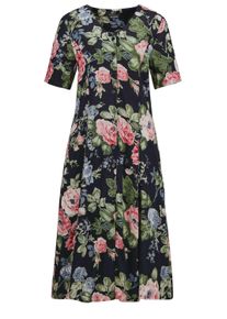 Sommerkleid GOLDNER "Kleid", Damen, Gr. 38, N-Gr, blau (marine, gemustert), Obermaterial: 100% Viskose CV., Basic, figurbetont, Gerade, Kleider Sommerkleid, Knopfleiste