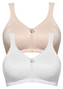 Entlastungs-BH SuSa "2er Pack Entlastungs BH Topsy Plus", Damen, Gr. 85, Cup C, bunt (wei&szlig; cappuccino), Stoff, Obermaterial: 78% Polyamid PA. 22% Elasthan EL., BHs Entlastungs-BH