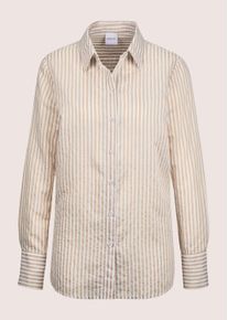 Madeleine Mode Langarmbluse MADELEINE "Bluse Streifenbluse", Damen, Gr. 38, wei&szlig; (perlwei&szlig;, cappuccino), Obermaterial: 78% Viskose CV. 22% Polyamid PA., Modern, normal, Blusen Langarmbluse