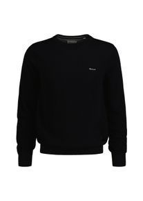 Sweater Gant "Strickpullover COTTON PIQUE C-NECK", Herren, Gr. M, schwarz, Obermaterial: 100% Baumwolle CO., Sweatshirts Sweater