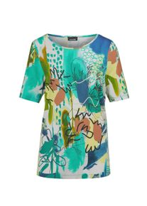 Kurzarmshirt GOLDNER "Shirt mit U-Boot-Ausschnitt", Damen, Gr. 38, bunt (bunt, gemustert), Obermaterial: 95% Viskose CV. 5% Elasthan EL., Sonstiges, Shirts Kurzarmshirt, keine/nicht relevant
