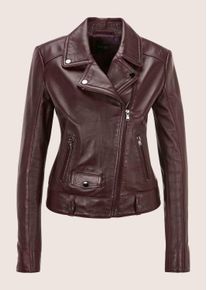 Madeleine Mode Lederjacke MADELEINE "Lederjacke Verk&uuml;rzte, elegante Lammnappa-Jacke Langarm", Damen, Gr. 38, braun (portwein), Obermaterial: 100% Lammnappaleder LANA., Modern, Jacken Lederjacke, Lammnappaleder, Biker-Form