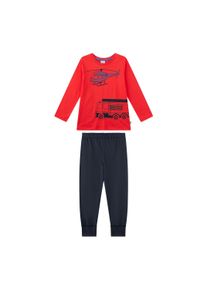 Schlafanzug Sanetta "Pyjama Schlafanzug Feuerwehr lang", Jungen, Gr. 104, bunt (rot, blau), Obermaterial: 100% Baumwolle CO(Bio)., Homewear-Sets Schlafanzug