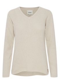Strickfleece-Pullover oxmo "Strickpullover OXHanna", Damen, Gr. M, beige (oatmeal), Obermaterial: 100% Baumwolle CO., Pullover Strickfleece-Pullover