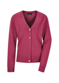 Strickjacke GOLDNER "Eleganter Cardigan mit V-Ausschnitt", Damen, Gr. 50, pink, Obermaterial: 70% Polyacryl PAN. 30% Schurwolle WV., Modisch, gerade, Strickjacken Strickjacke, mit gro&szlig;en Kn&ouml;pfen
