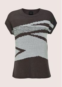 Madeleine Mode Longpullover MADELEINE "Stricktop Baumwollshirt mit Intarsien-Design", Damen, Gr. 36/38, grau (silbergrau, bleigrau, multicolor), Obermaterial: 92% Baumwolle CO. 7% Polyester PES. 1% metallisierte Fasern MTF., Modern, Pullover Longpullover, mit Glanzgarn