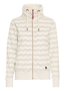 Funktions-Kapuzensweatjacke oxmo "Strickjacke OXVANTA", Damen, Gr. XS, beige (oyster grau melange), Obermaterial: 60% Baumwolle CO. 40% Polyester PES., Sweatjacken Funktions-Kapuzensweatjacke