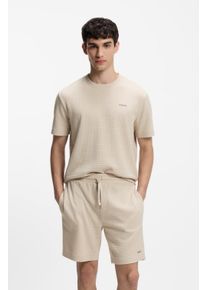 T-Shirt HUGO UNDERWEAR "Austin T-Shirt", Damen, Gr. S (48), light beige 271, Single Jersey, Obermaterial: 60% Baumwolle, 40% Polyester, gerade, Rundhals, eingesetzt eingefasste Kante, Shirts T-Shirt, Waffelstruktur und Logo-Stickerei