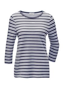 3/4-Arm-Shirt GOLDNER "Ringelshirt mit U-Boot-Ausschnitt", Damen, Gr. 38, blau (marine, wei&szlig;, geringelt), Obermaterial: 95% Baumwolle CO. 5% Elasthan EL., U-Boot-Ausschnitt, normales B&uuml;ndchen, Shirts 3/4-Arm-Shirt, Ohne
